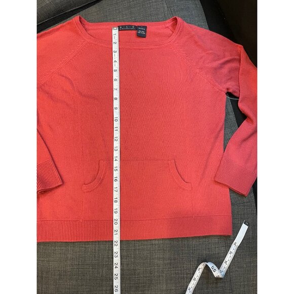 A.L.C. Red Acrylic Womens Sweater Size L Front Pockets Raglan Sleeves - Picture 5 of 8